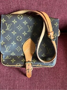 Louis Vuitton Monogram Canvas Cartouchiere Bag with Tan Leather Trim